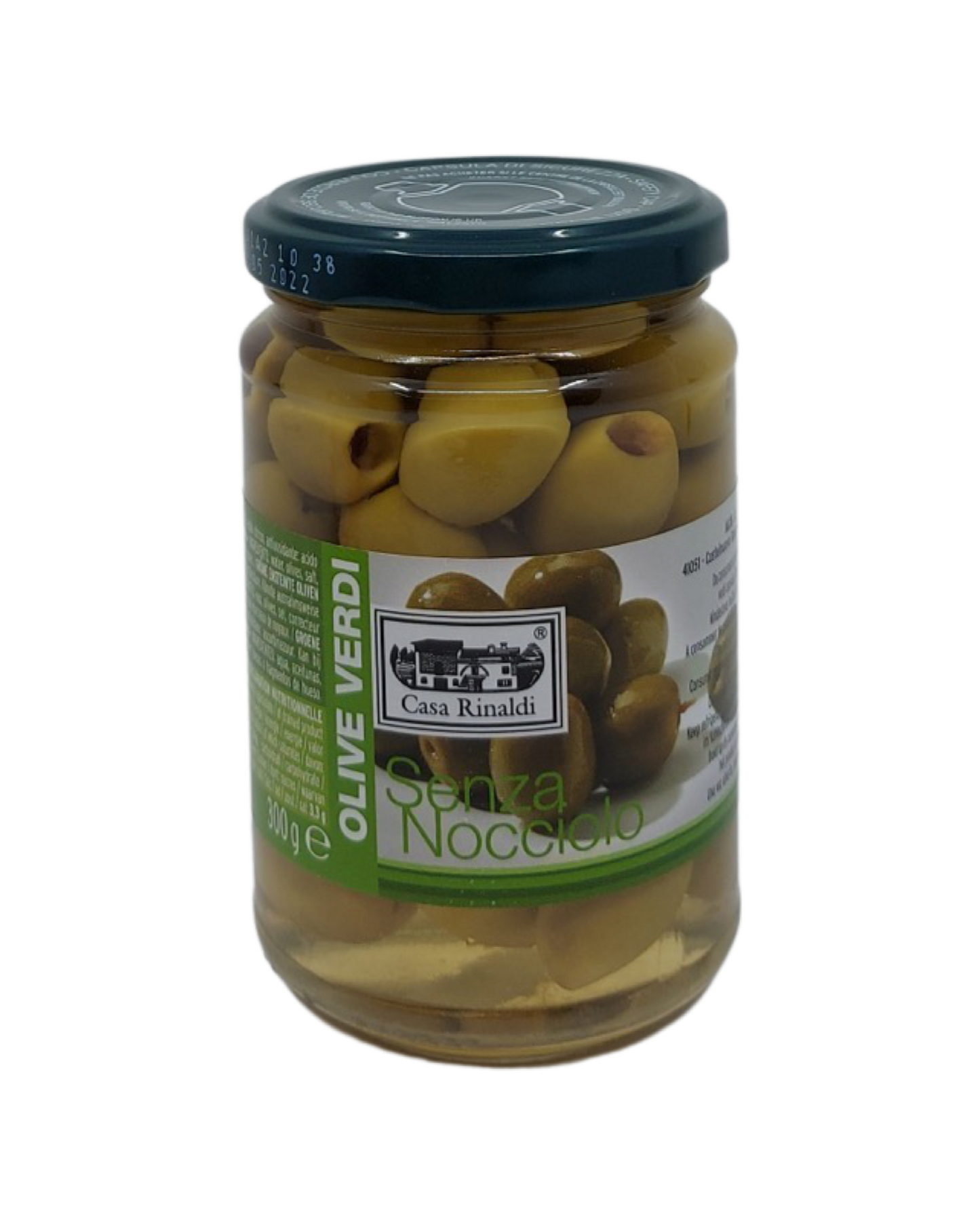 Pitted green olives in brine (300g)