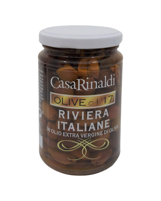 Pitted riviera olives in extra virgin olive oil (280g)