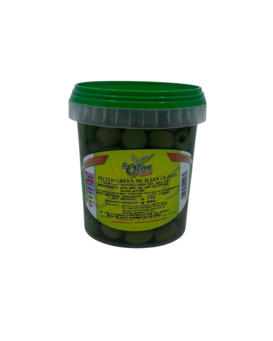 Pitted green Sicilian olives